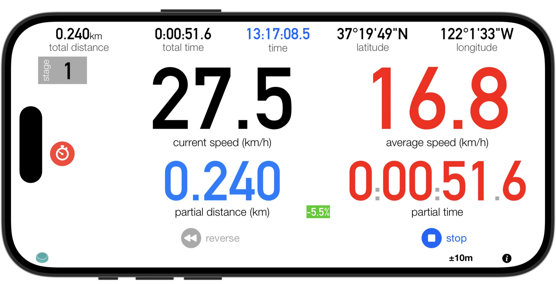 Tripmaster App for TSD Rally - Time Distance Speed - Roadboook - Reverse