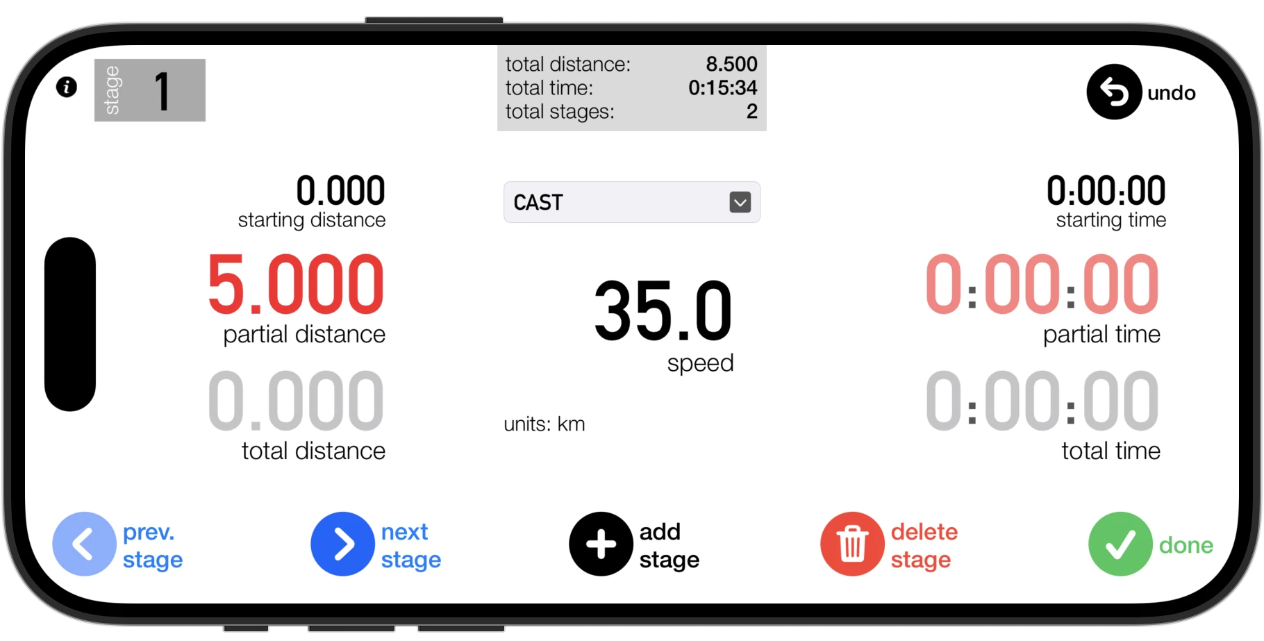 Tripmaster App for TSD Rally - Time Distance Speed - Roadbook Design