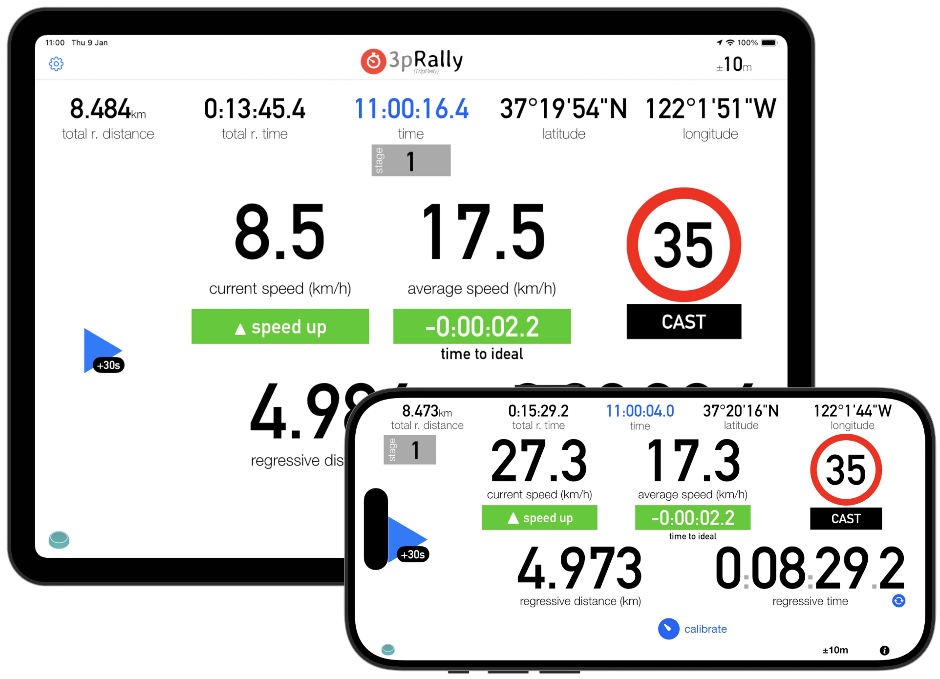 Tripmaster App for iPhone and iPad for TSD Rally - Time Distance Speed - Roadbook